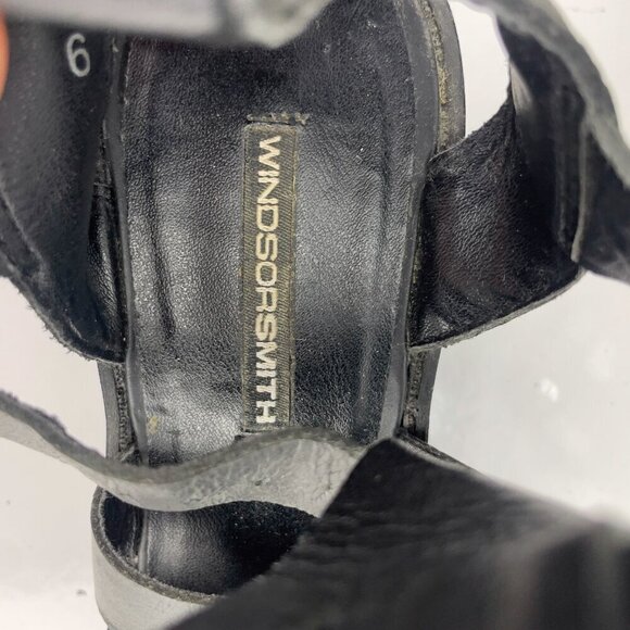 WINDSOR SMITH Leather Block Heel Ankle Straps Fisherman Gladiator Black Sandal 6 - Picture 10 of 11